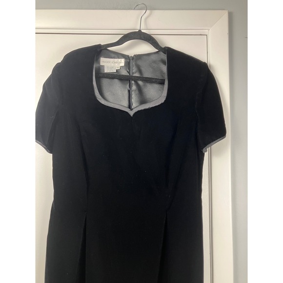 Women's 90s Black Velvet Evening Party Dress Sheath Plus sz 14 - Picture 2 of 8